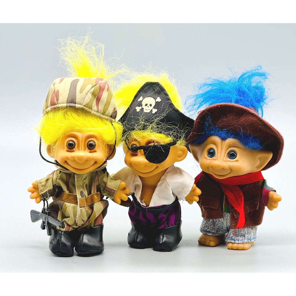 Russ Troll Doll Lot Multicolor Pirate Soldier Cowboy Vintage 90s Toys‎